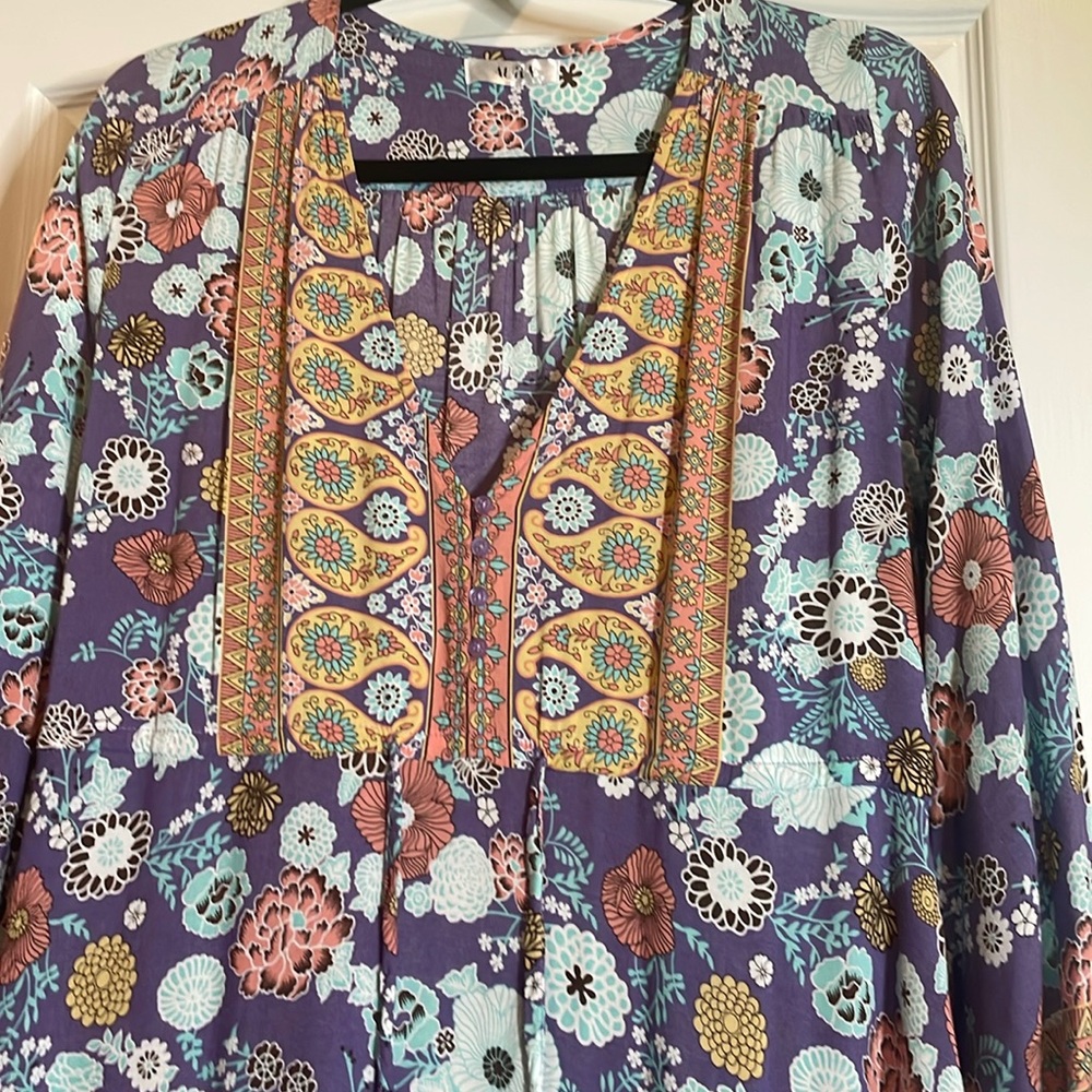 Floral maxi dress O/S P2P 21 empire waist 32🌺💐🌸🩷🧡💙